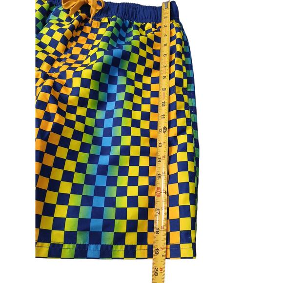 Barracuda Bay Swim Trunks Men Sz XL Colorful Art Deco Checkered Psychedelic Surf - Picture 9 of 13